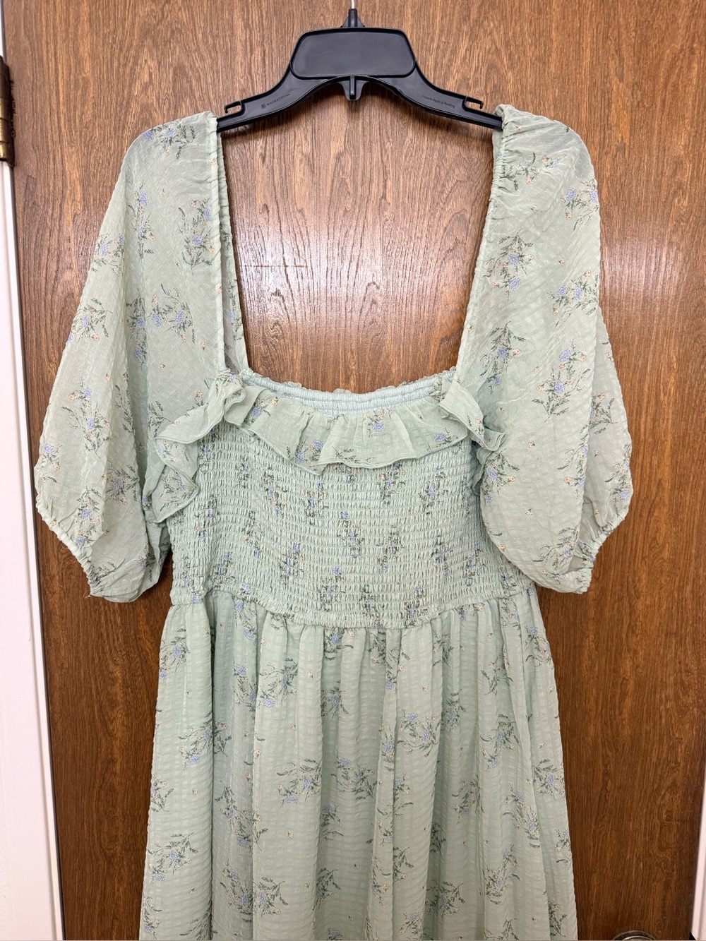 Elle Smocked Floral Ruffle Maxi Dress in Green Tea Floral NWOT - Picture 8 of 9